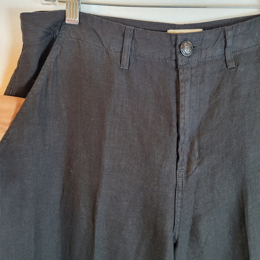 LAGENCE Womens Wide Leg Linen Pants Size 31 Black Bohemian Beachy Lagenlook Art - Picture 12 of 13
